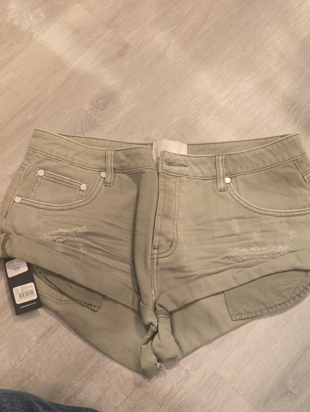 One Teaspoon Bandit Denim Shorts Super Khaki
